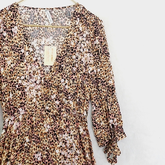 NEW  American Rag Animal-Print Brown Tan Summer Ruffle Midi Dress P3670 - Picture 4 of 9